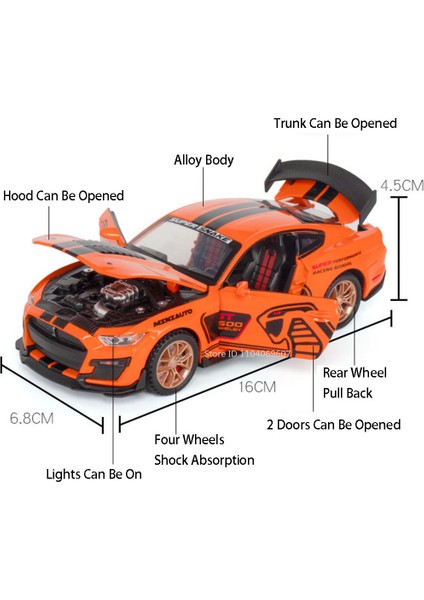 1:32 Ng Shelby GT500 Minyatür Araba Modeli Oyuncaklar Alaşım Döküm Ses Işığı Kapılar Açık Geri Çekin Araçlar Çocuklar Için Hediyeler (Yurt Dışından) modelleri