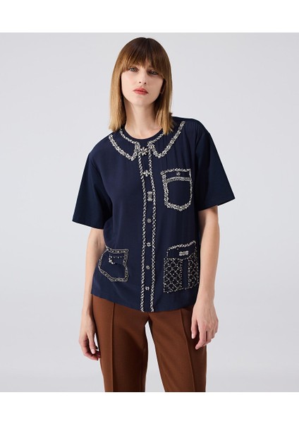 Parlak Taş Işlemeli Tişört MW6240070010015