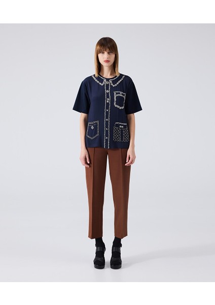 Parlak Taş Işlemeli Tişört MW6240070010015 fiyatları