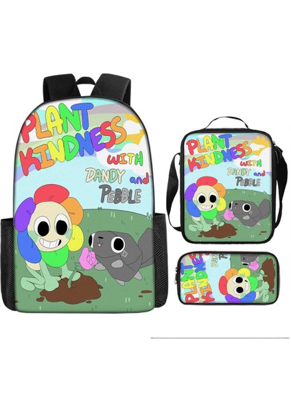 Dandy's World Karikatür Sevimli Omuz Çantası Öğrenci Okul Çantası Üç Parçalı Set (Yurt Dışından)