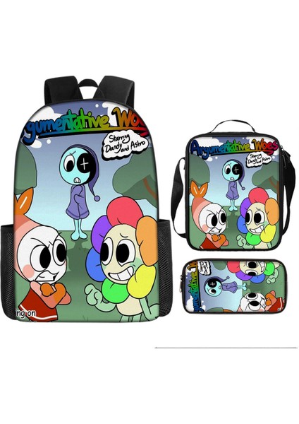 Dandy's World Karikatür Sevimli Omuz Çantası Öğrenci Okul Çantası Üç Parçalı Set (Yurt Dışından)