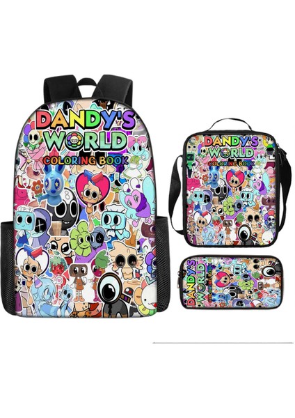 Dandy's World Karikatür Sevimli Omuz Çantası Öğrenci Okul Çantası Üç Parçalı Set (Yurt Dışından)
