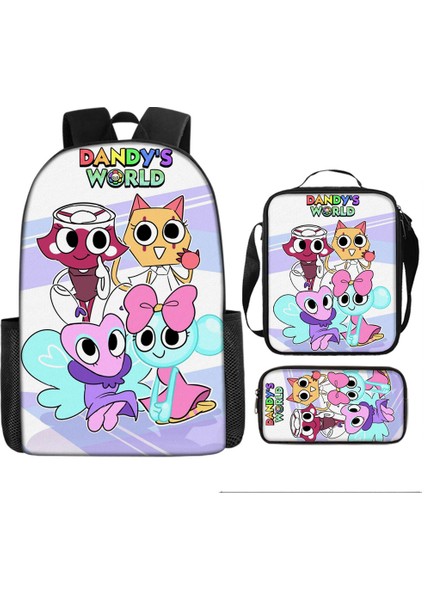 Dandy's World Karikatür Sevimli Omuz Çantası Öğrenci Okul Çantası Üç Parçalı Set (Yurt Dışından)