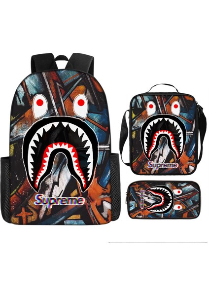 Köpekbalığı Üç Parçalı Okul Çantası Ilkokul Öğrencileri Omuz Çantası (Yurt Dışından)