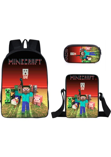 Ilkokul ve Ortaokul Öğrencileri Için My World Game Peripheral 3 Parça Okul Çantası (Yurt Dışından)