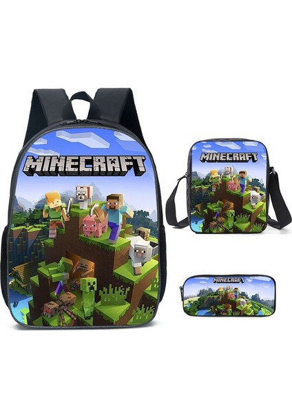 Ilkokul ve Ortaokul Öğrencileri Için My World Game Peripheral 3 Parça Okul Çantası (Yurt Dışından)