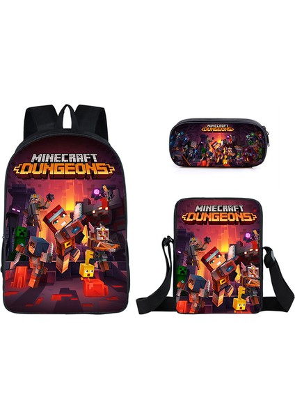 Ilkokul ve Ortaokul Öğrencileri Için My World Game Peripheral 3 Parça Okul Çantası (Yurt Dışından)