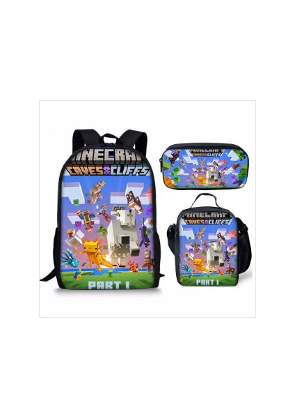 Ilkokul ve Ortaokul Öğrencileri Için My World Game Peripheral 3 Parça Okul Çantası (Yurt Dışından)