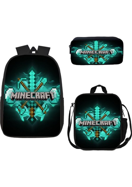 Ilkokul ve Ortaokul Öğrencileri Için My World Game Peripheral 3 Parça Okul Çantası (Yurt Dışından)