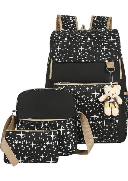 Omuz Çantası Puantiyeli Öğrenci Okul Çantası Üç Parça Set (Yurt Dışından)