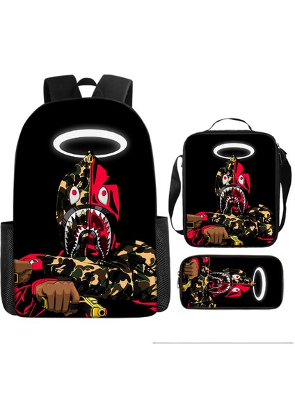 Köpekbalığı Üç Parçalı Okul Çantası Ilkokul Öğrencileri Omuz Çantası (Yurt Dışından)