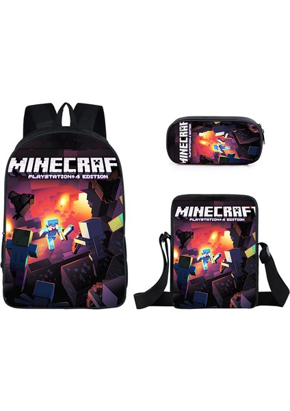 Ilkokul ve Ortaokul Öğrencileri Için My World Game Peripheral 3 Parça Okul Çantası (Yurt Dışından)