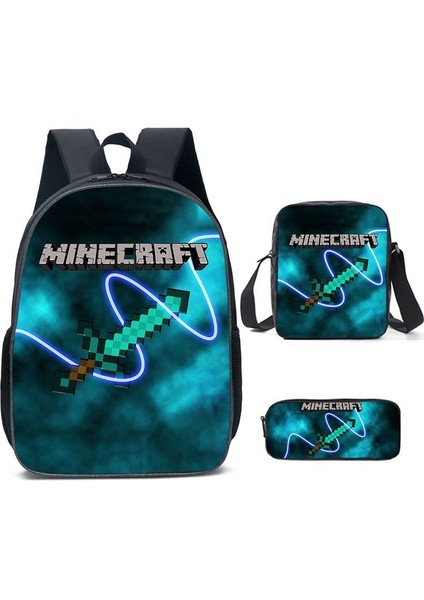 Ilkokul ve Ortaokul Öğrencileri Için My World Game Peripheral 3 Parça Okul Çantası (Yurt Dışından)