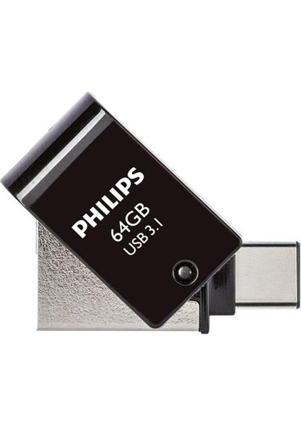 Philips FM64DC152B/00 64GB 2 In 1 Type-C/usb 3.1 Siyah Gri USB Flash Bellek