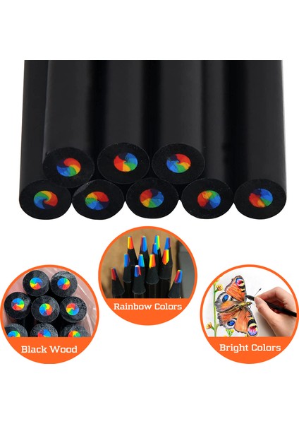 1 Paket 7 Renk Gökkuşağı Çekirdekli Renkli Kalemler 7 Renk Aynı Çekirdekli Renkli Çizim Ahşap Kalemler (Yurt Dışından) fiyatları