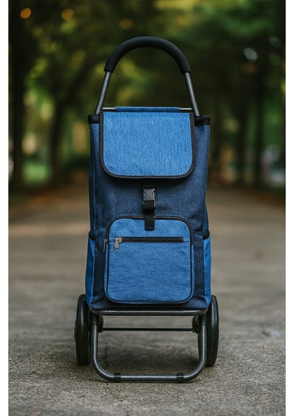 Katlanabilir Alışveriş Pazar Arabası – Sessiz Teker, Su Geçirmez Kumaş, Fermuarlı Çanta fiyatları