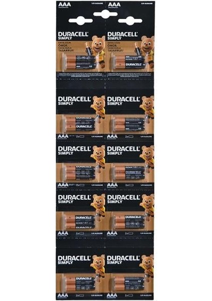 Duracell Alkalin 1.5 Volt Aaa 20’li Ince Kalem Pil LR03/MN2400