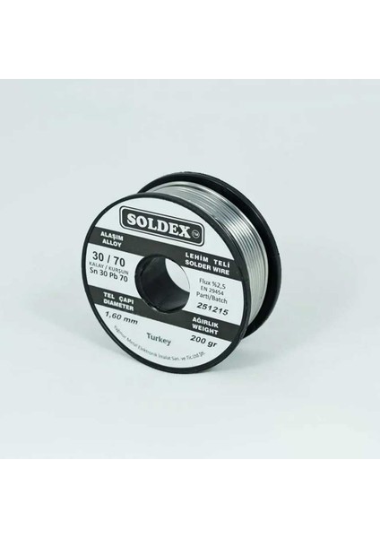 30-70 Lehim Teli 200 Gr 1,6 mm Sn:30 - Pb:70