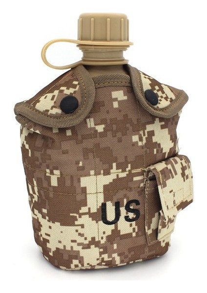 Jingyikeji 1000 ml Büyük Kapasiteli Spor Açık Hdpe Su Isıtıcısı Taşınabilir Su Şişesi Katlanır 700 ml Kupa Askeri Kamuflaj Çanta (Yurt Dışından)