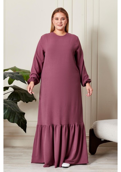 Yazlik Kadin Buyuk Beden Elbise Pileli Kadin Tesettur Elbise Ayrobin Kumas