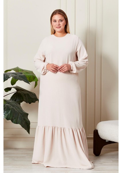 Yazlik Kadin Buyuk Beden Elbise Pileli Kadin Tesettur Elbise Ayrobin Kumas