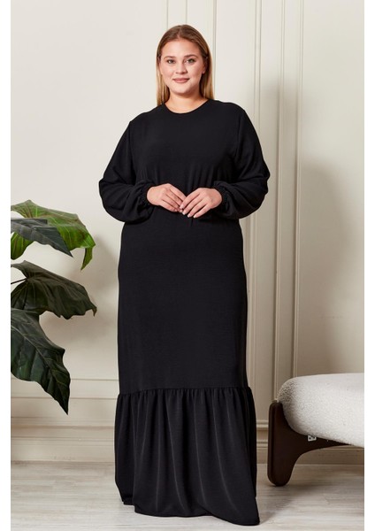 Yazlik Kadin Buyuk Beden Elbise Pileli Kadin Tesettur Elbise Ayrobin Kumas