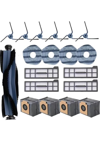 Eufy X10 Pro Omni Elektrikli Süpürge Aksesuarları Seti Için Yedek Parçalar Ana Yan Fırça Hepa Filtre Paspas Bezi Toz Torbaları (Yurt Dışından)