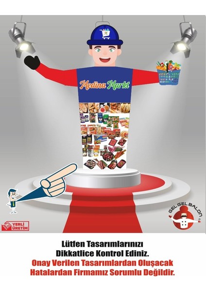 ÖZEL TASARIM VE BASKILAR İLE 3 METRE BOYUNDA MDF ALT TABLA PARAŞÜT KUMAŞ LED IŞIKLI REKLAM BALONU fiyatları