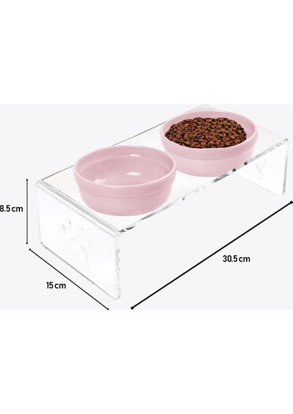Kedi ve Köpek Dekoratif 2'li Seramik Pleksi Mama & Su Kabı + Kedi Paspası Pembe indirimleri