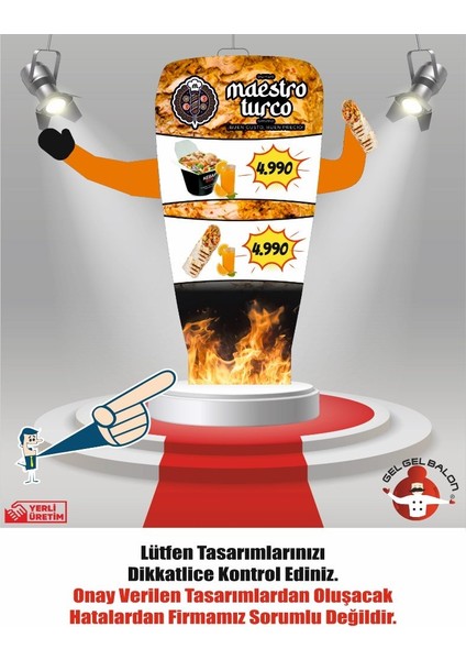 ÖZEL TASARIM VE BASKILAR İLE 3 METRE BOYUNDA MDF ALT TABLA PARAŞÜT KUMAŞ LED IŞIKLI REKLAM BALONU fiyatları