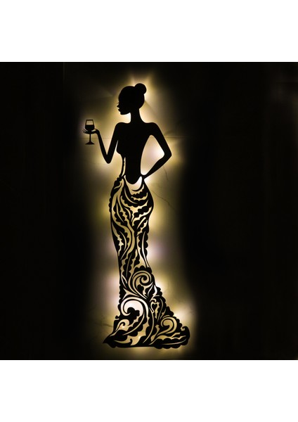 LED Işıklı Kadın Temalı Tablo Bloom Dekoratif Gece Lambası