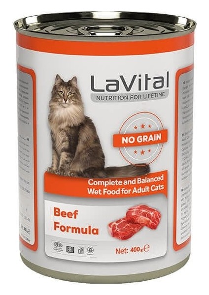 Lavital Adult Tahılsız Biftekli Yetişkin Kedi Konservesi 400 gr
