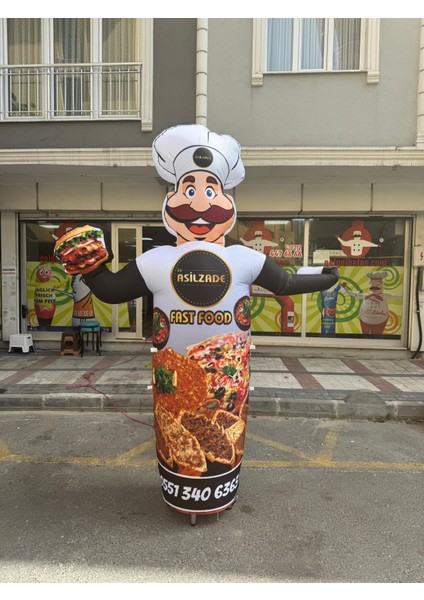 ÖZEL TASARIM VE BASKILAR İLE 3 METRE BOYUNDA MDF ALT TABLA PARAŞÜT KUMAŞ LED IŞIKLI REKLAM BALONU