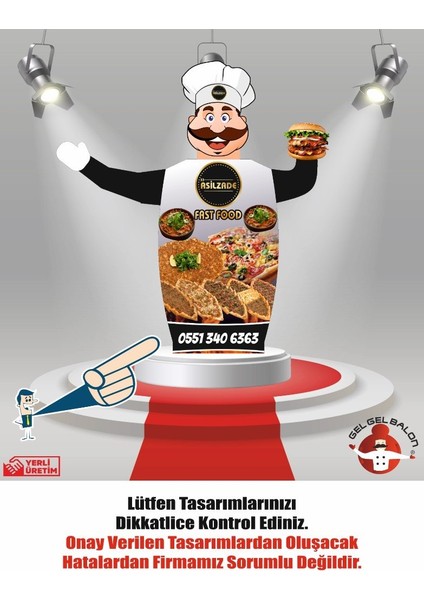 ÖZEL TASARIM VE BASKILAR İLE 3 METRE BOYUNDA MDF ALT TABLA PARAŞÜT KUMAŞ LED IŞIKLI REKLAM BALONU fiyatları