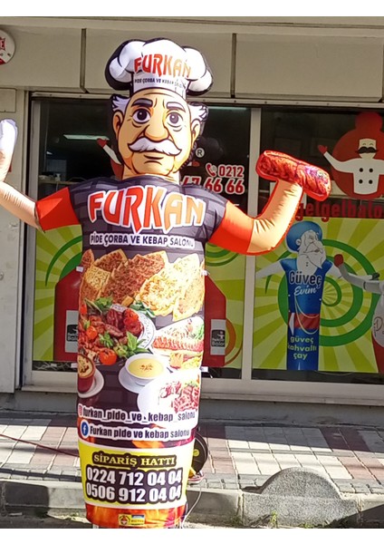 ÖZEL TASARIM VE BASKILAR İLE 3 METRE BOYUNDA MDF ALT TABLA PARAŞÜT KUMAŞ LED IŞIKLI REKLAM BALONU