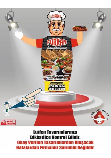 ÖZEL TASARIM VE BASKILAR İLE 3 METRE BOYUNDA MDF ALT TABLA PARAŞÜT KUMAŞ LED IŞIKLI REKLAM BALONU fiyatları