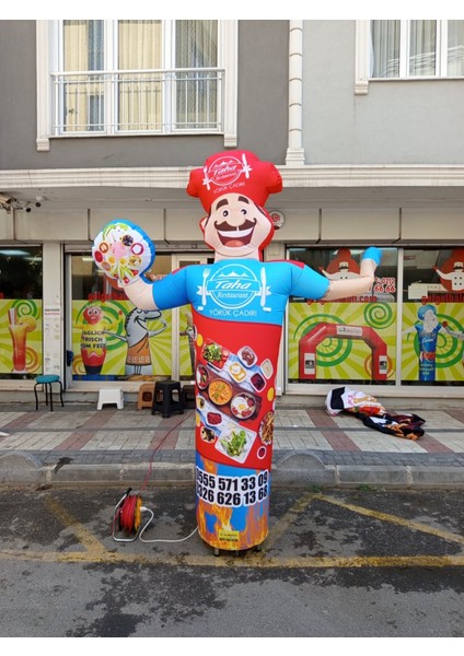 ÖZEL TASARIM VE BASKILAR İLE 3 METRE BOYUNDA MDF ALT TABLA PARAŞÜT KUMAŞ LED IŞIKLI REKLAM BALONU