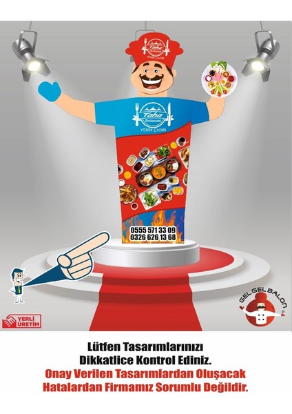ÖZEL TASARIM VE BASKILAR İLE 3 METRE BOYUNDA MDF ALT TABLA PARAŞÜT KUMAŞ LED IŞIKLI REKLAM BALONU fiyatları
