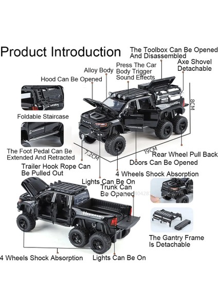 1:32 Alaşım Ram Kamyon 6x6 Hellcat Srt Model Oyuncaklar Pres Döküm Araba Kapıları Açık Ses Işığı Geri Çekin Off-Road Araç Çocuk Hediye (Yurt Dışından) modelleri