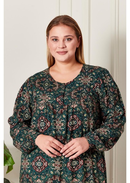 Kadın Büyük Beden Etnik Desen Robalı Elbise modelleri