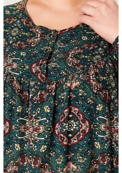 Kadın Büyük Beden Etnik Desen Robalı Elbise fırsatları