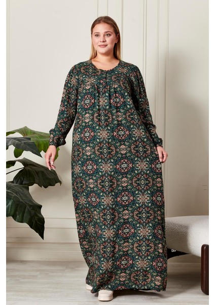Kadın Büyük Beden Etnik Desen Robalı Elbise indirimleri