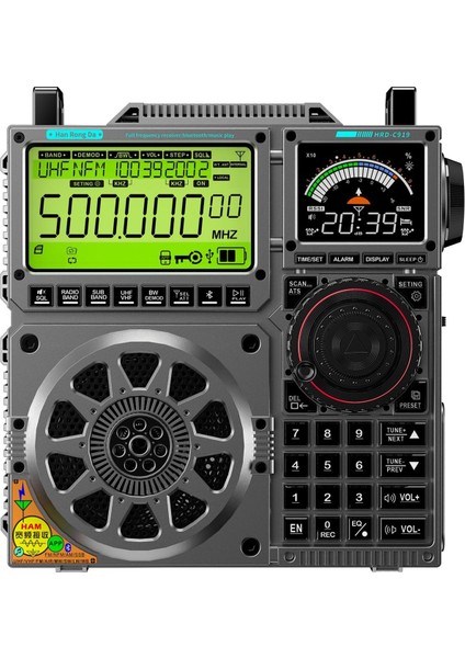 HRD-C919 Fm Mw Sw Kısa Dalga Radyo Taşınabilir Havacılık Bant Radyo Alıcısı 5000MA Pil