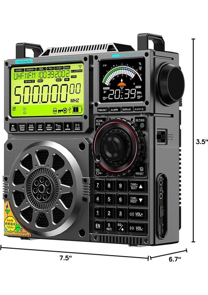 HRD-C919 Fm Mw Sw Kısa Dalga Radyo Taşınabilir Havacılık Bant Radyo Alıcısı 5000MA Pil modelleri