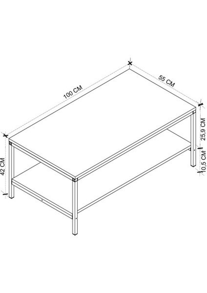Orta Sehpa Yan Sehpa Dekoratif Sehpa Metal Sehpa Athena Çam