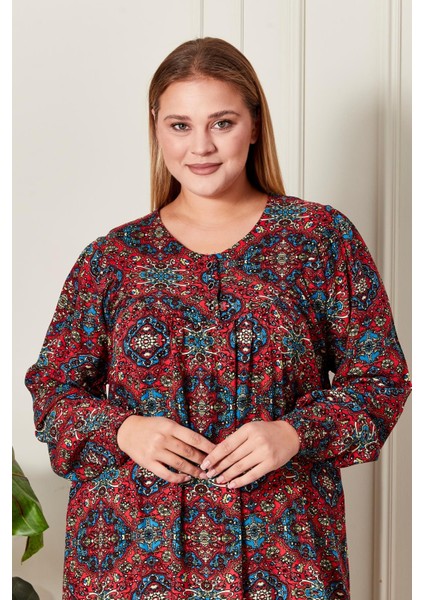 Kadın Büyük Beden Etnik Desen Robalı Elbise modelleri