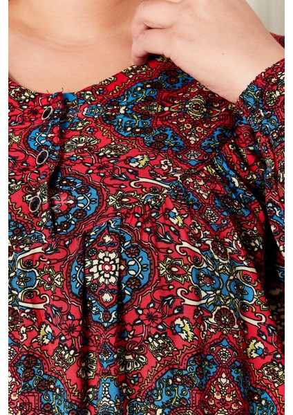 Kadın Büyük Beden Etnik Desen Robalı Elbise fırsatları