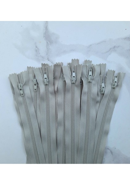 18 cm Naylon Fermuar - - Paket Fermuar - 10 Adet - Taş Rengi