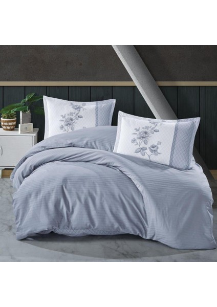 Butik Serisi Çizgili Ranforce Çift Kişilik Nev Takımı Suave V1 Mavi