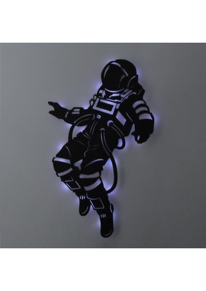 LED Işıklı Astronot Uzay Temalı Tablo Duvar Dekorlu Gece Lambası